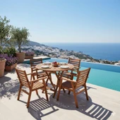 Bahçeme Heybeli Katlanır Ahşap Bahçe Takımı: 90lık Masa + 4 Sandalye thumbnail 3