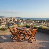 Bahçeme Avşa Side Ahşap Bahçe Balkon Takımı: 70x120 + 40 cm Uzayan Masa & 4 Katlanır Sandalye thumbnail 2