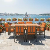 Bahçeme Çamlıca Alüminyum Yemek Takımı - 6 Kişilik Bahçe Teras Mutfak Kanepe Takımı thumbnail 5