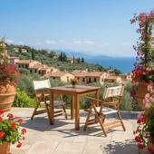 Bahçeme Marmaris Minderli Ahşap Bahçe Balkon Takımı: 70X70 Sabit Masa + 2 Katlanır Sandalye thumbnail 1