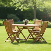 Bahçeme Avşa Katlanır Ahşap Bahçe Balkon Takımı: 90lık Masa + 4 Sandalye thumbnail 2