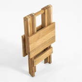 Mobeva Flat Kayın Ahşap Bahçe Takımı: 70x53 Masa + 4 Tabure Katlanır Set thumbnail 3