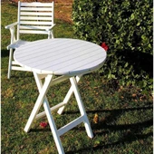 Bahçeme Datça 70lik Katlanır Ahşap Masa - Beyaz Renk Yuvarlak Bahçe Balkon Mutfak Masası thumbnail 4