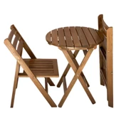 Bahçeme Albatros Katlanır Ahşap Bahçe Balkon Takımı: 70lik Masa + 2 Sandalye thumbnail 1