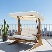 Bahçeme Maçka Ahşap Salıncak - 3 Kişilik Bahçe Salıncağı - Masif Gürgen thumbnail 2