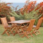 Bahçeme Avşa Bodrum Ahşap Bahçe Balkon Takımı: 80x140 Masa + 6 Sandalye Katlanır Set thumbnail 3