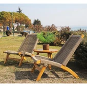 Bahçeme Beylerbeyi (Bali) Şezlong Sandalye - Masif Kestane Ahşap Plaj Havuz Bahçe Sandalyesi thumbnail 4