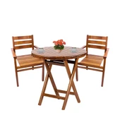 Bahçeme Manavgat Ahşap Bahçe Balkon Seti: 60Lık Masa + 2 Sandalye thumbnail 1