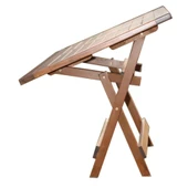 Bahçeme Bodrum 90X160 Katlanır Ahşap Masa - Masif Gürgen Teras Balkon Bahçe Masası thumbnail 8