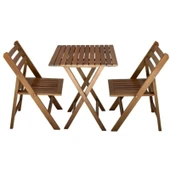 Bahçeme Albatros Ada Ahşap Bahçe Balkon Seti: 60x60 Masa + 2 Sandalye Katlanır Takım thumbnail 3