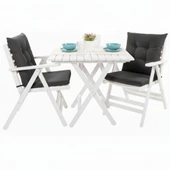 Bahçeme Antalya Katlanır Ahşap Sandalye - Beyaz Renk Masif Gürgen Bahçe Balkon Sandalyesi thumbnail 5