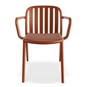 Papatya Balat Koltuk Kor Kırmızı 4lü Paket - Plastik Bahçe Balkon Mutfak Sandalyesi thumbnail 4