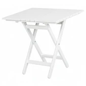 Bahçeme Antalya Katlanır Ahşap Bahçe Balkon Takımı Beyaz : 70x70 Masa + 2 Minderli Sandalye thumbnail 9