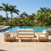 Bahçeme Tibet Ahşap Oturma Grubu Minderli - Masif Kayın 5 Kişilik Koltuk Takımı thumbnail 2