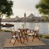 Bahçeme Marmaris Minderli Ahşap Bahçe Balkon Seti: 90Lık Masa + 2 Sandalye Katlanır Takım thumbnail 1