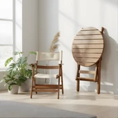 Bahçeme Marmaris Minderli Ahşap Bahçe Takımı: 70lik Masa + 3 Sandalye Katlanır Takım thumbnail 3