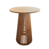 Bahçeme Taksim Bar Tipi Ahşap Bahçe Takımı: 80lik Yuvarlak Masa + 2 Sandalye - Masif Kestane thumbnail 3