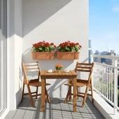 Bahçeme Albatros Ahşap Bahçe Balkon Takımı: 70x70 Sabit Masa + 2 Katlanır Sandalye thumbnail 1