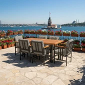 Bahçeme Çamlıca Alüminyum Yemek Takımı - 6 Kişilik Bahçe Teras Mutfak Kanepe Takımı thumbnail 4