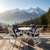 Bahçeme Ürgüp Katlanır Ahşap Bahçe Balkon Takımı Beyaz: 90lık Masa + 4 Minderli Sandalye thumbnail 4