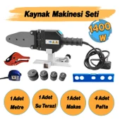 Kaynak Makinesi 1400 W PPRC Pvc Plastik Boru Makası Terazi Pafta Metre Seti 40 mm 32 mm 25 mm 20 mm thumbnail 2