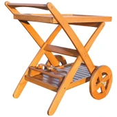 Bahçeme Wine Cart - Ahşap Sevis Arabası Bahçe-Otel İç-Dış Mekan thumbnail 1