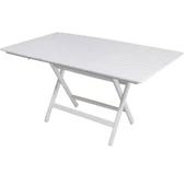 Bahçeme Marmaris Minderli Ahşap Bahçe Balkon Takımı Beyaz: 80X140 Masa + 4 Sandalye Katlanır Set thumbnail 8