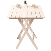 Bahçeme Kaş 80X80 Katlanır Ahşap Masa - Beyaz Renk Teras Balkon Bahçe Masası thumbnail 4