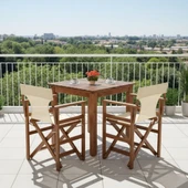 Bahçeme Yönetmen S Ahşap Bahçe Balkon Seti: 70X70 Sabit Masa + 2 Katlanır Sandalye thumbnail 1