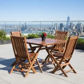 Bahçeme Avşa Ahşap Katlanır Bahçe Balkon Takımı: 70x70 Masa + 4 Sandalye thumbnail 1