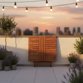 Bahçeci Atina Minderli Ahşap Bahçe Balkon Takımı: 70X70 Masa + 2 Sandalye Katlanır Set thumbnail 4