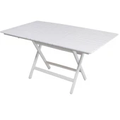 Bahçeme Marmaris Minderli Ahşap Bahçe Takımı Beyaz: 70X120 Masa + 4 Sandalye Katlanır Takım thumbnail 8