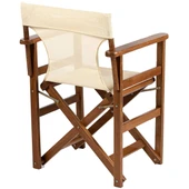 Bahçeme Yönetmen Katlanır Ahşap Bahçe Balkon Sandalyesi - Gri PVC thumbnail 8