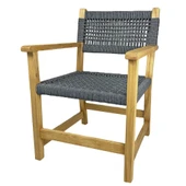 Bahçeme Üsküdar (Maya) Kolçaklı Ahşap Sandalye -Masif Kestane & Kapuçino Örgü thumbnail 1