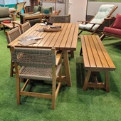 Bahçeme Taksim 7 Kişilik Kestane Bahçe Takımı: 4 Sandalye + 100X180 Masa + 40X180 Bank thumbnail 2