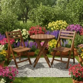 Bahçeme Albatros Katlanır Ahşap Bahçe Balkon Takımı: 60lık Masa + 2 Sandalye thumbnail 1