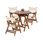 Bahçeme Marmaris Minderli Ahşap Bahçe Takımı: 90lık Masa + 3 Sandalye Katlanır Takım thumbnail 4