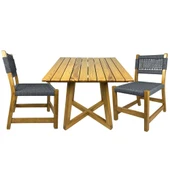 Bahçeme Gökçeada Ahşap Bahçe Takımı: 85X85 Masa + 2 Sandalye - Masif Kestane thumbnail 6