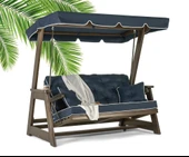 Mobeva Sunova İkili Ladin Ahşap Salıncak Dış Mekan Bahçe, Teras Salıncağı -Krem thumbnail 2