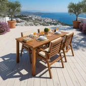 Bahçeme Heybeli LXS Katlanır Ahşap Bahçe Takımı: 90X160 Sabit Masa + 4 Minderli Sandalye thumbnail 1
