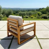 Bahçeme Nişantaşı (Mykanos) Bahçe Koltuk Tekli - Kestane İç Ve Dış Mekan Koltuğu (Minderli) thumbnail 3