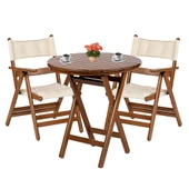 Bahçeme Marmaris Minderli Ahşap Bahçe Balkon Seti: 60Lık Masa + 2 Sandalye Katlanır Takım thumbnail 5