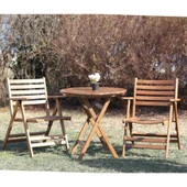 Bahçeme Antalya Katlanır Ahşap Bahçe Balkon Takımı: 60Lık Masa + 2 Sandalye thumbnail 9