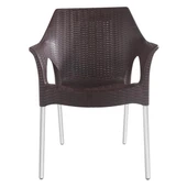 Papatya Bambo Koltuk - Mat Alüminyum Ayak & Kahve Rattan Desen thumbnail 6