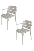 Papatya Beykoz Koltuk Açık Gri 2li Paket - Plastik Bahçe Balkon Mutfak Sandalyesi thumbnail 1