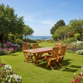 Bahçeme Muğla Ahşap Bahçe Takımı: 80x160 +40 cm Uzayan Masa + 4 Katlanır Sandalye thumbnail 3