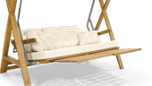 Mobeva Meda XL Iroko Ahşap Salıncak Dış Mekan Bahçe, Teras Salıncağı -Krem thumbnail 5