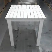 Bahçeme Kaş 80X80 Sabit Ayaklı Ahşap Masa - Beyaz Renk Teras Balkon Bahçe Masası thumbnail 2