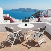 Bahçeme Marmaris Minderli Ahşap Bahçe Seti Beyaz: 70Lik Masa + 3 Sandalye Katlanır Takım thumbnail 2