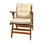 Bahçeme Antalya Katlanır Ahşap Sandalye - Masif Gürgen & Düğmeli Minder & 4 Kademe thumbnail 4